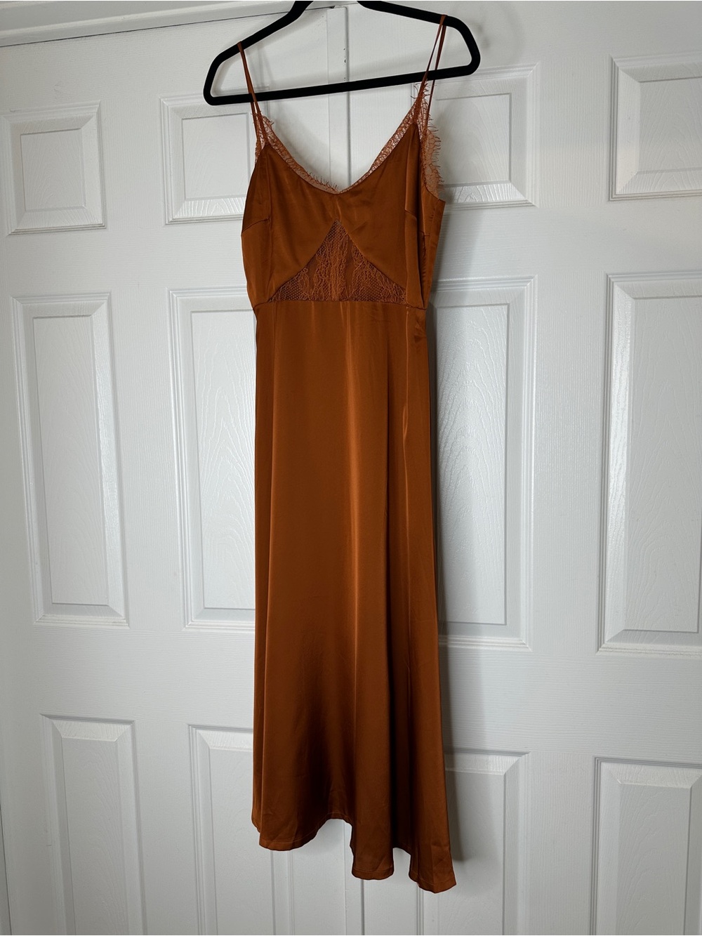 Petal & Pup Copper Satin Lace Midi Dress | Slip Dress | Wedding Guest | US 4